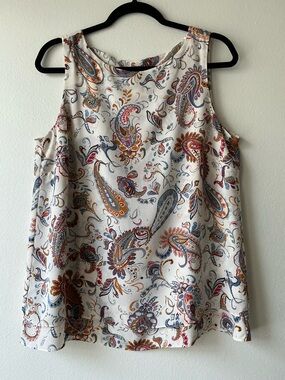 J. Jill Paisley Sleeveless Blouse Mock Two-Piece Layered Shell Top Size M